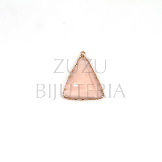 Pendente Vidro e Cobre Triangular 36mm x 30mm - Salmão