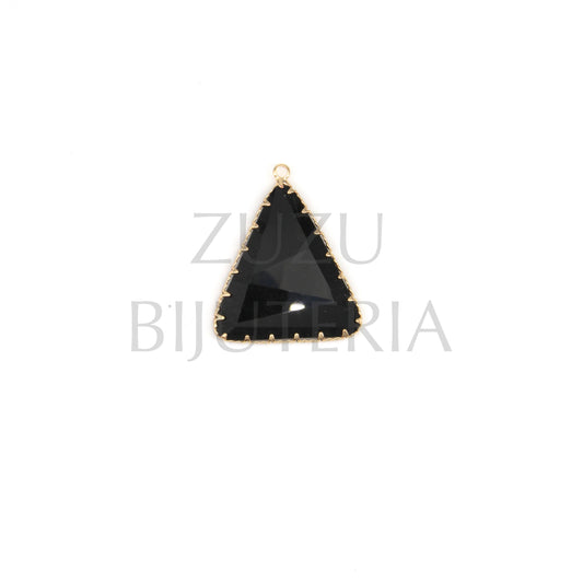 Pendente Vidro e Cobre Triangular 36mm x 30mm - Preto