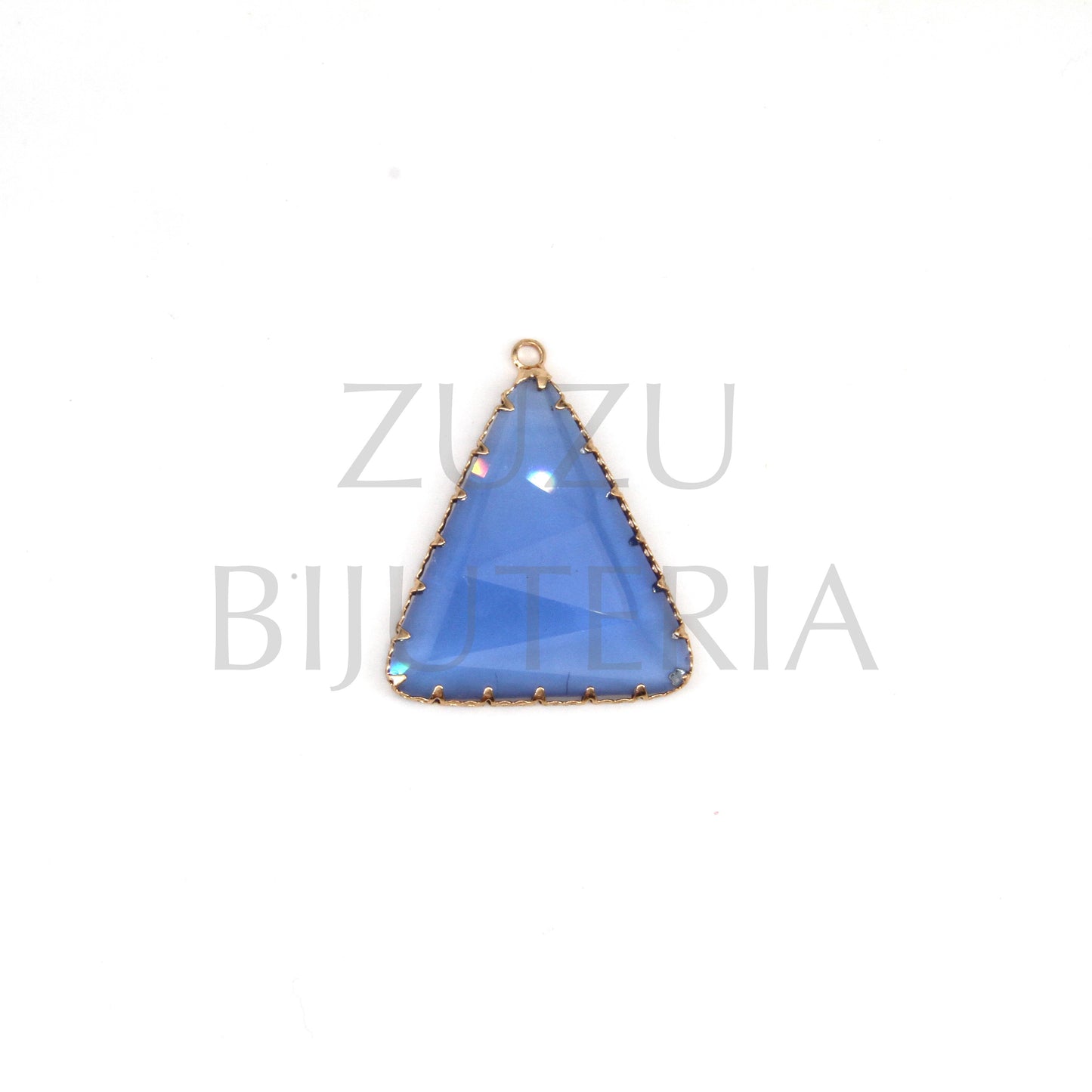 Pendente Vidro e Cobre Triangular 36mm x 30mm - Azul Escuro