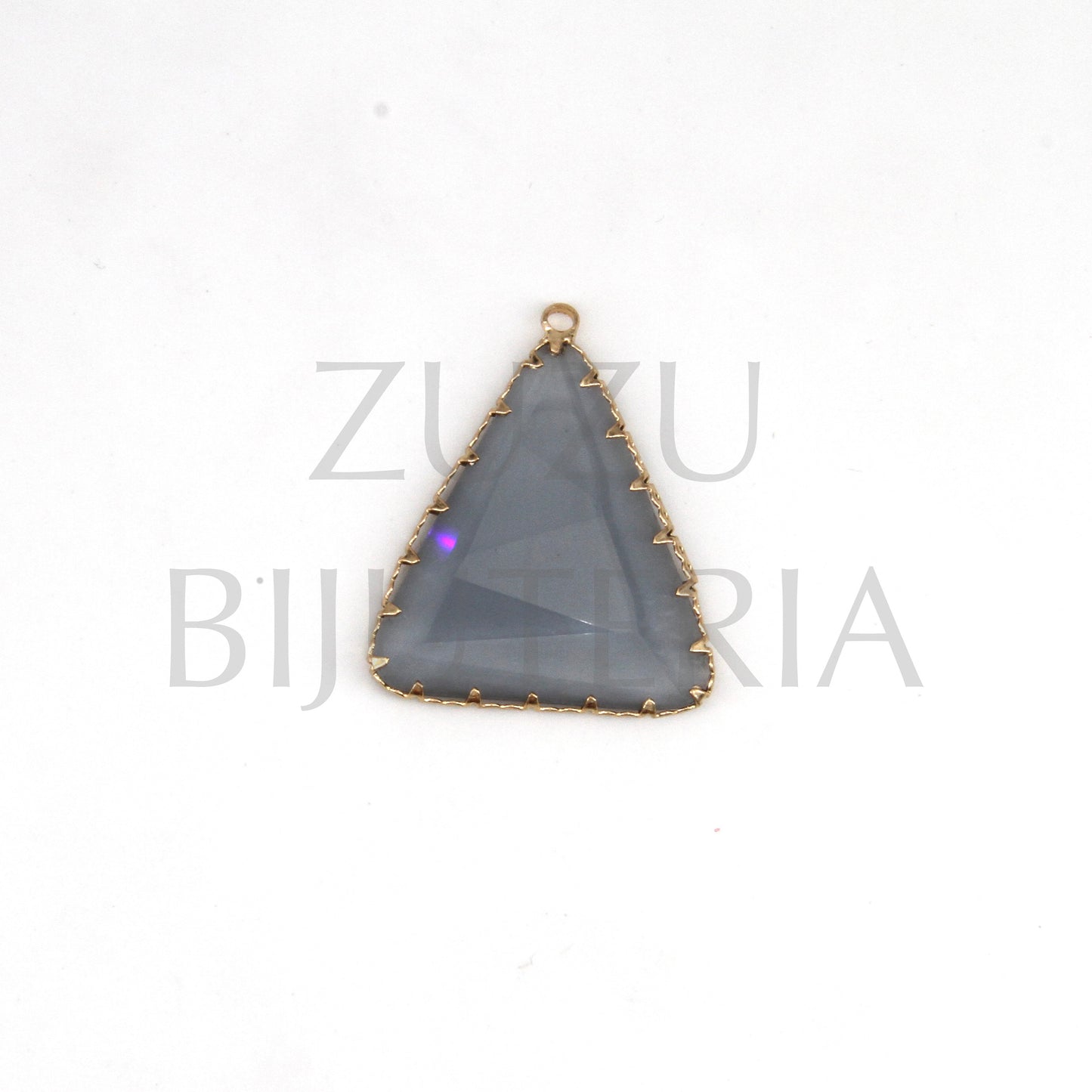 Triangular Glass and Copper Pendant 36mm x 30mm - Gray