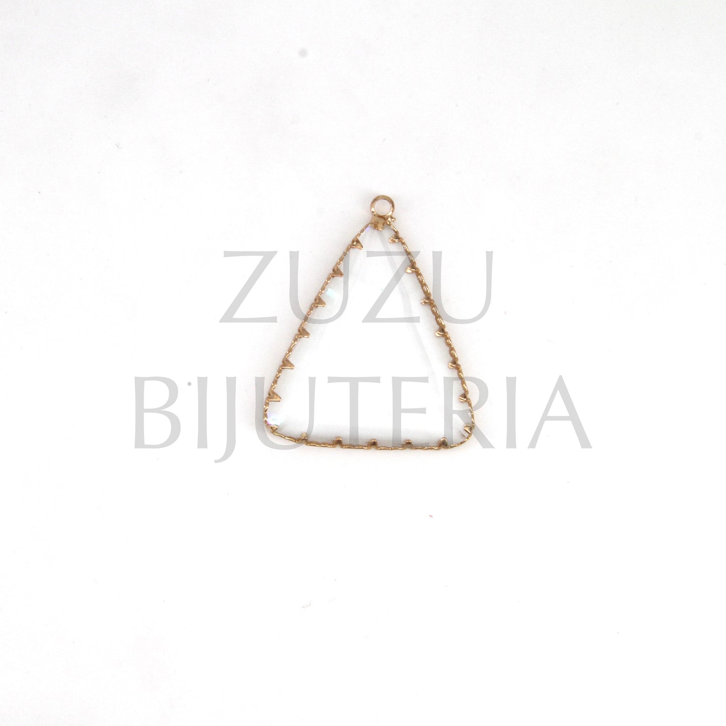 Pendente Vidro e Cobre Triangular 36mm x 30mm - Transparente