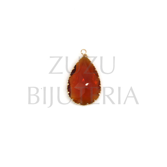 Pendente Vidro e Cobre Gota 33mm x 20mm - Castanho