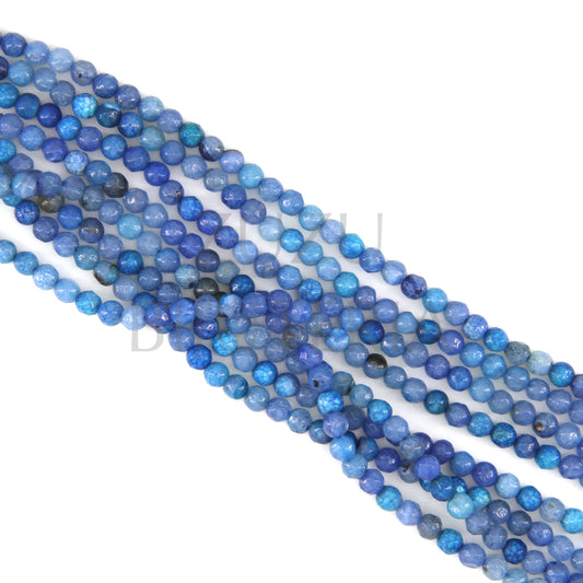 Fiada Pedra Agata Azul Misturado 4mm (furo 0.5mm) - Cumprimento 36cm