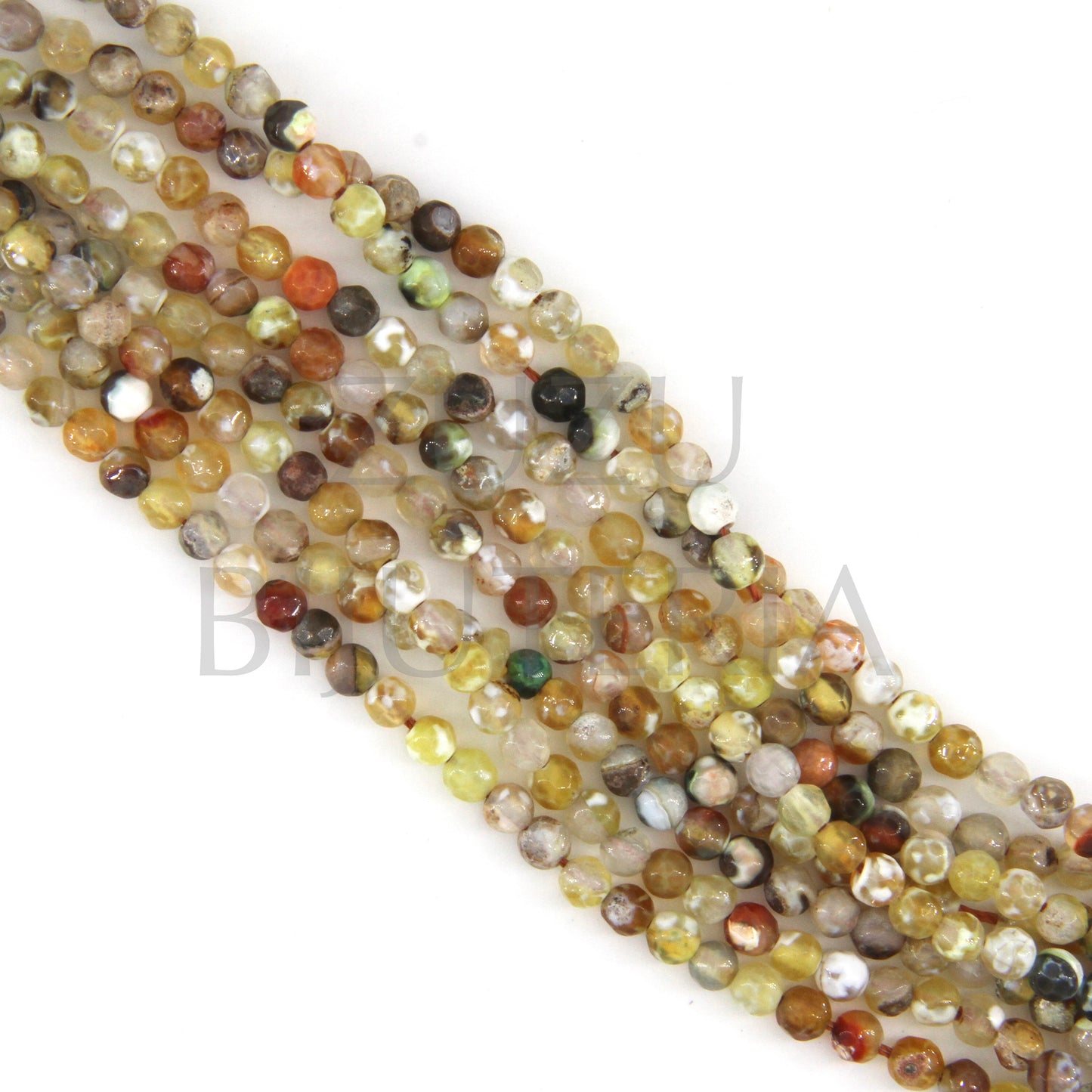 Agata Yellow Mixed Stone 4mm (hole 0.5mm) - Length 36cm