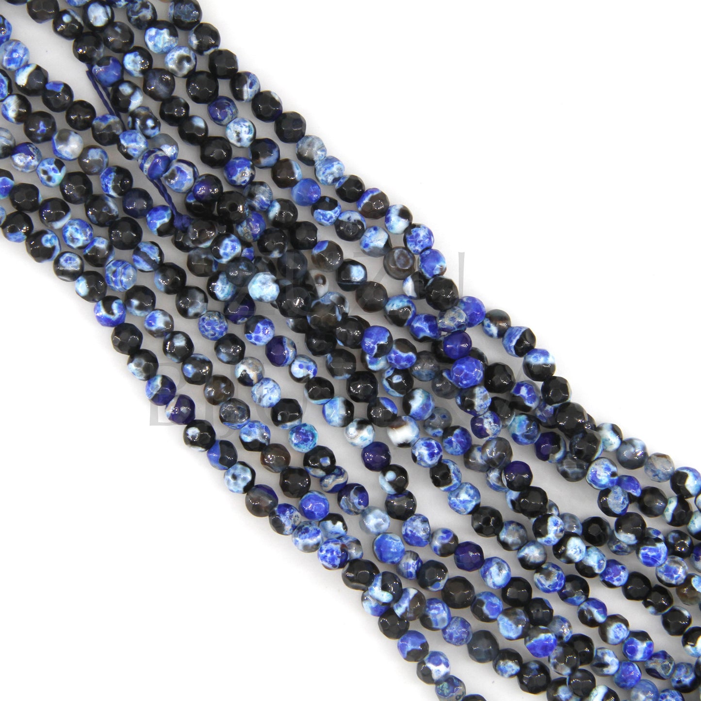 Fiada Pedra Azul Misturado 4mm (furo 0.5mm) - Cumprimento 36cm