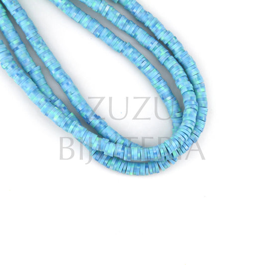 Fiada Discos de Borracha 5mm - Azul Misturado