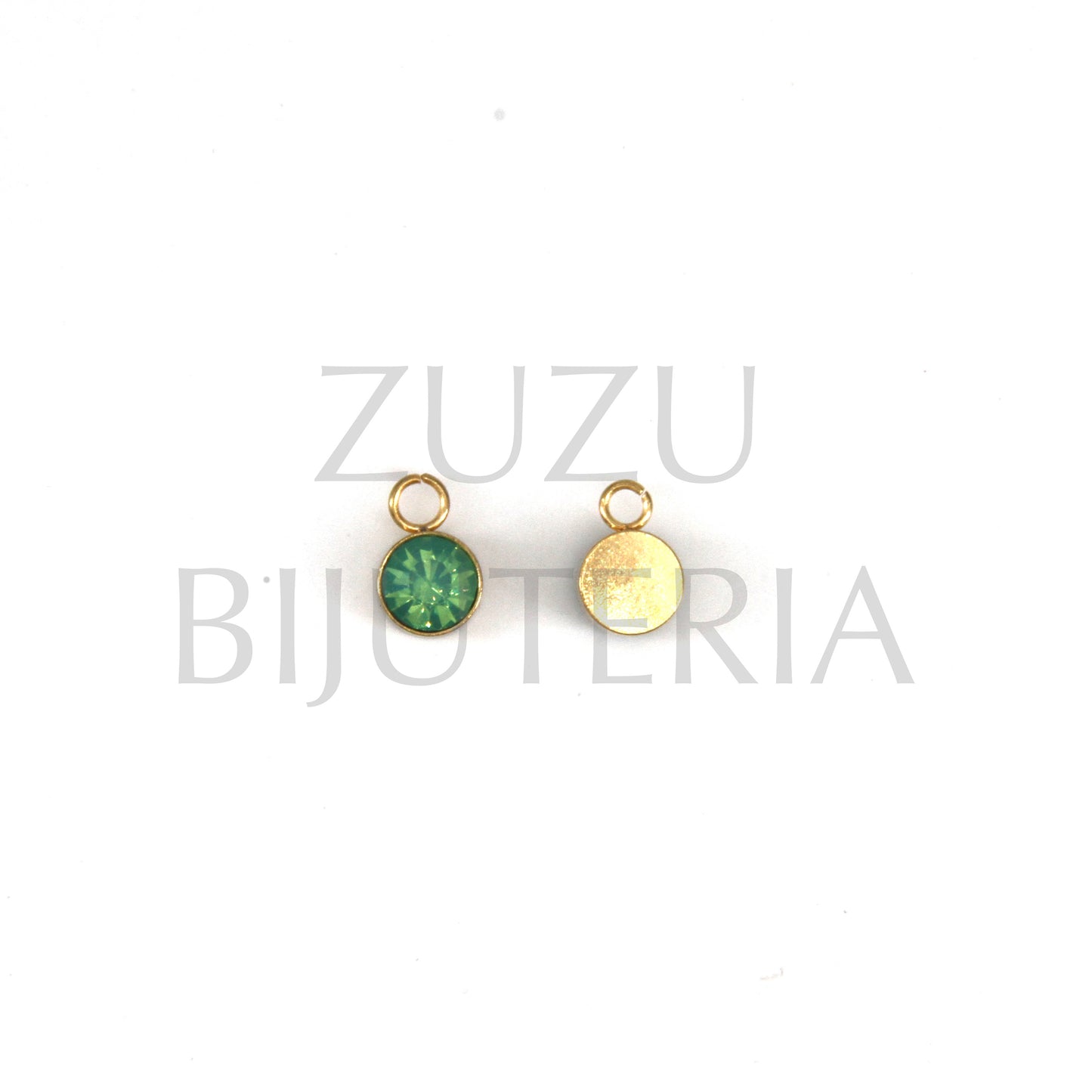 Pendente Dourado Zirconia Verde 6mm - Aço Inox