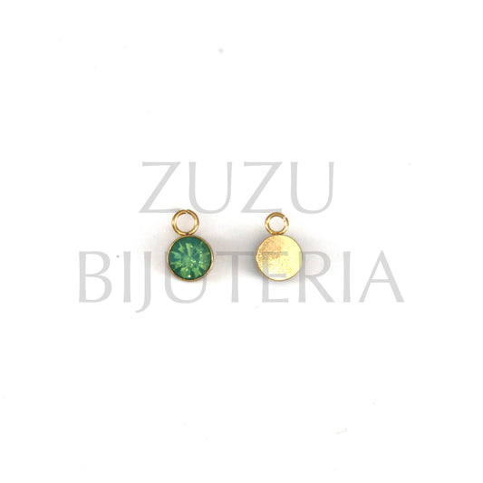 Pendente Dourado Zirconia Verde 6mm - Aço Inox