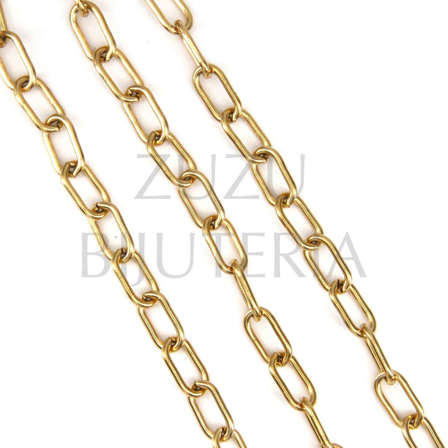 Corrente Elo Retangular Dourado 13mm x 7mm - Aço Inox