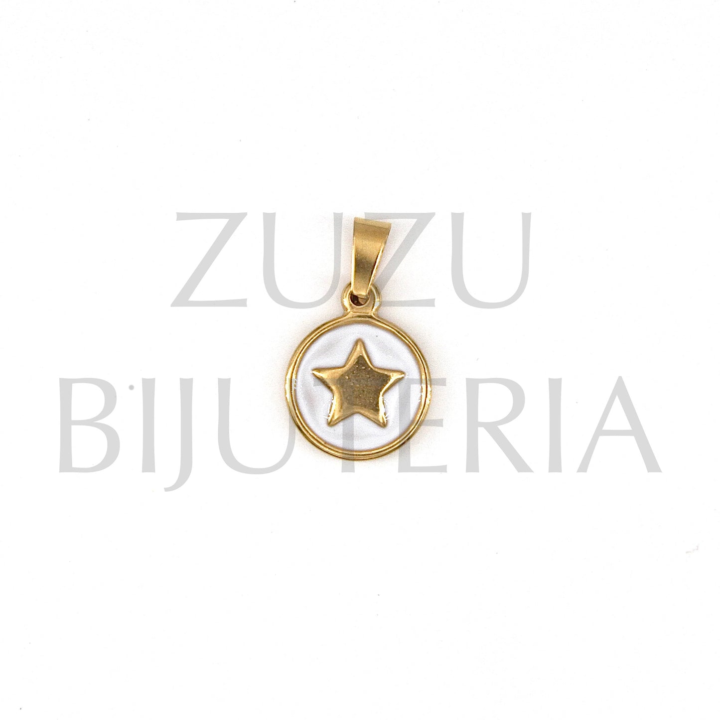 Pendente Estrela Dourado 15mm - Aço Inox