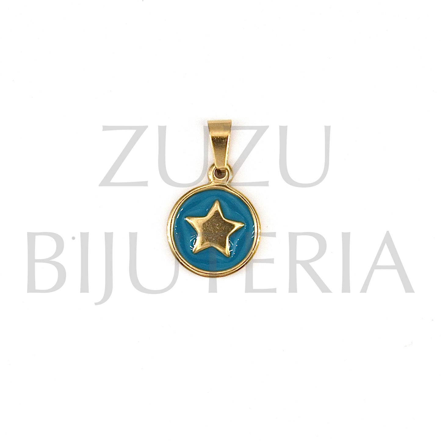 Pendente Estrela Dourado 15mm - Aço Inox