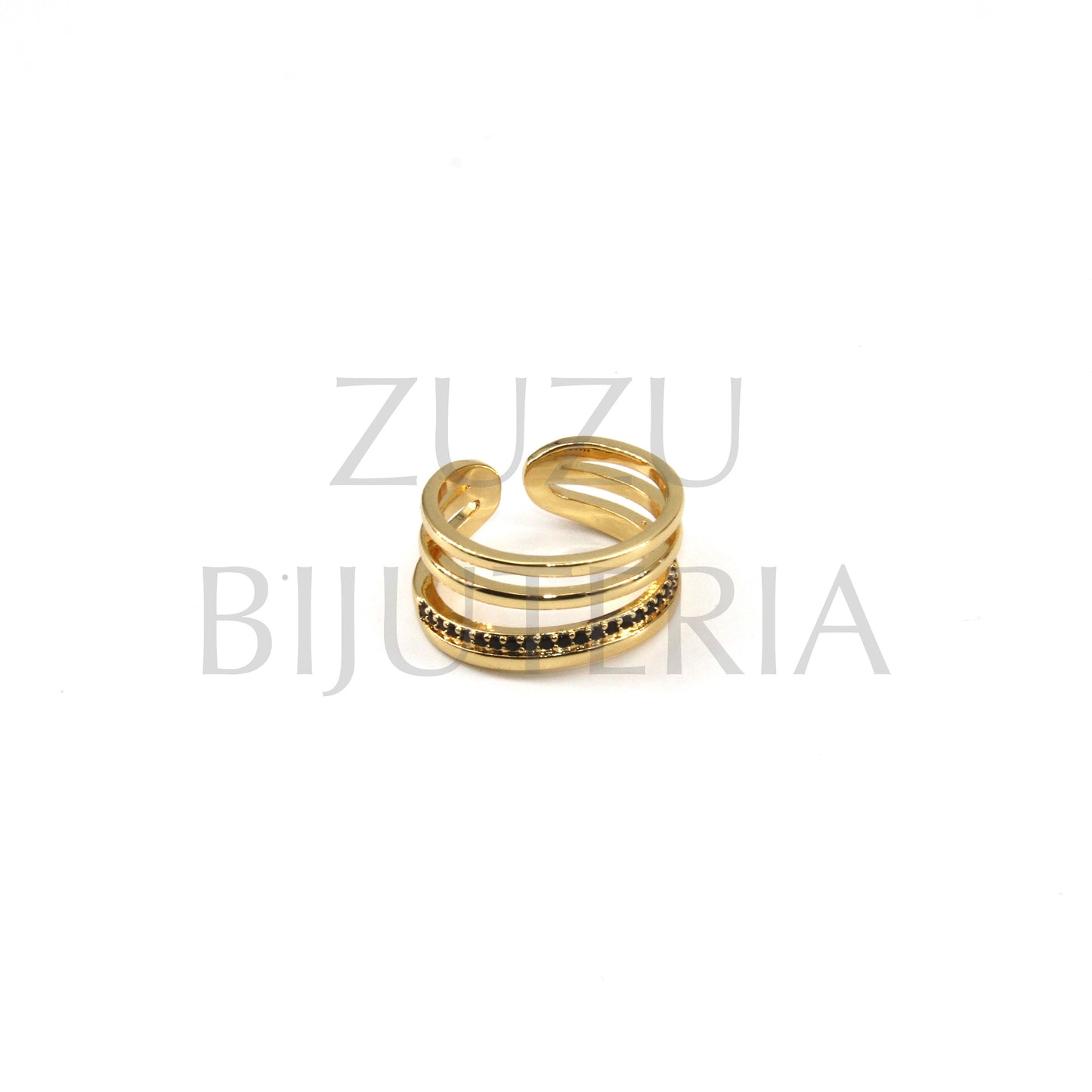 Golden Ring with Zirconia (Adjustable) - Brass