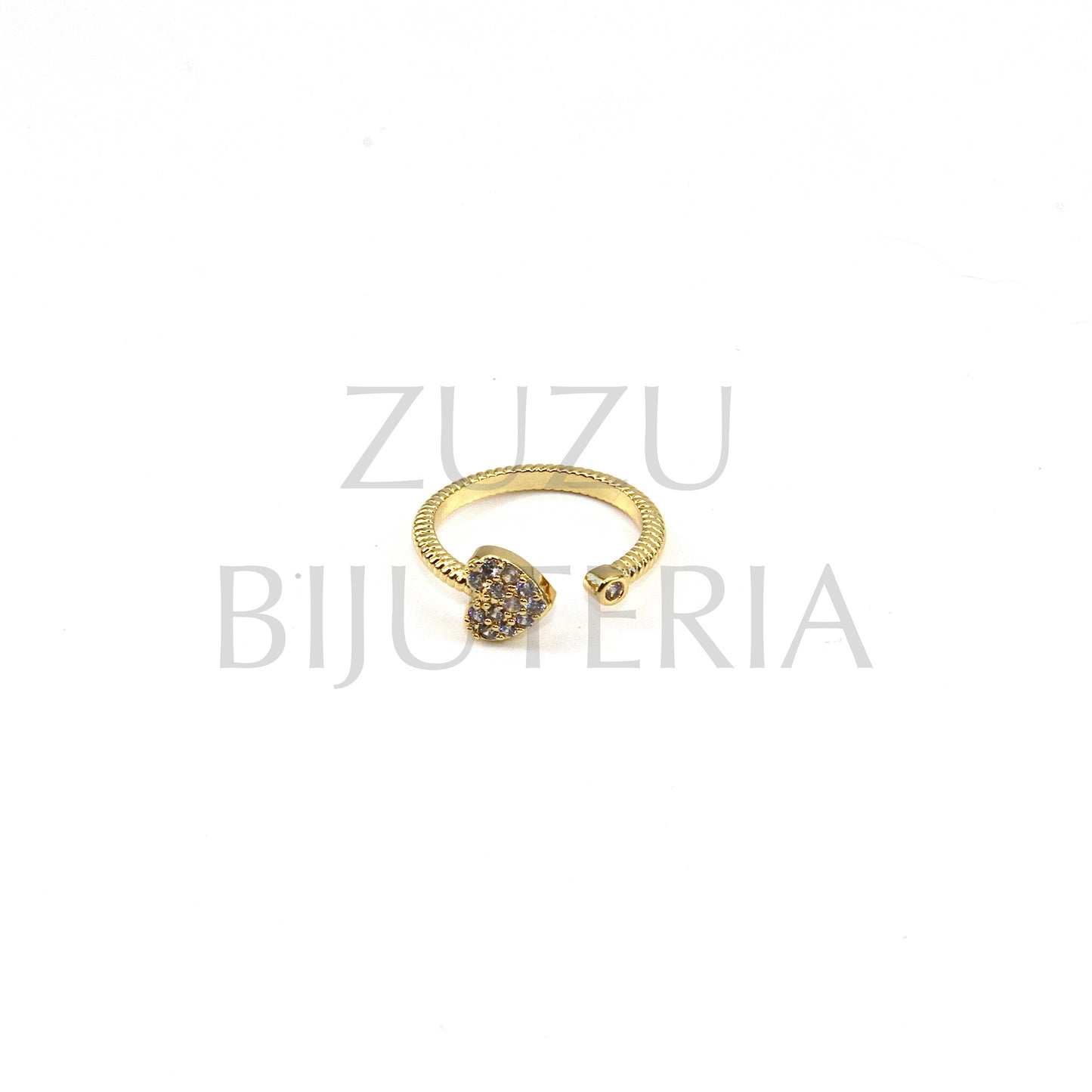 Golden Ring with Zirconia (Adjustable) - Brass