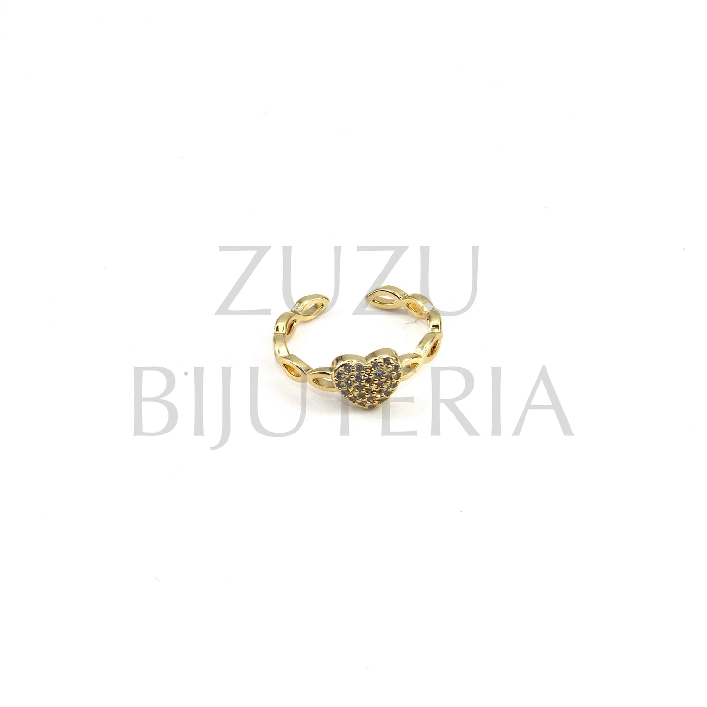 Golden Ring with Zirconia (Adjustable) - Brass