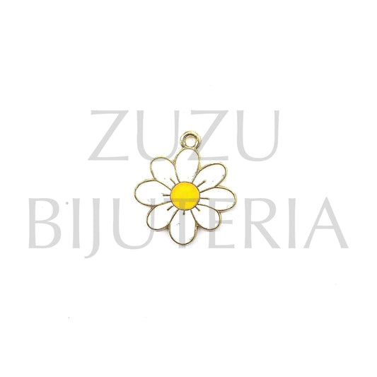 Pendente Flor Branco 20mm - Cobre