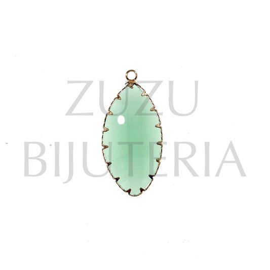 Pendente Vidro e Cobre Oval 35mm x 17mm - Verde