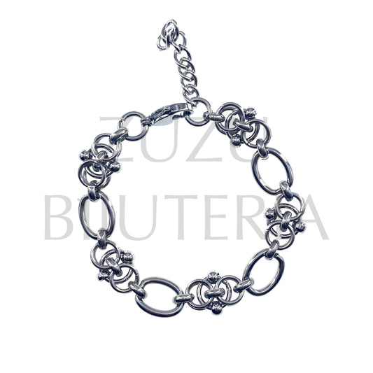 Pulseira Corrente Prateado 10mm (17cm + 4cm) - Aço Inox