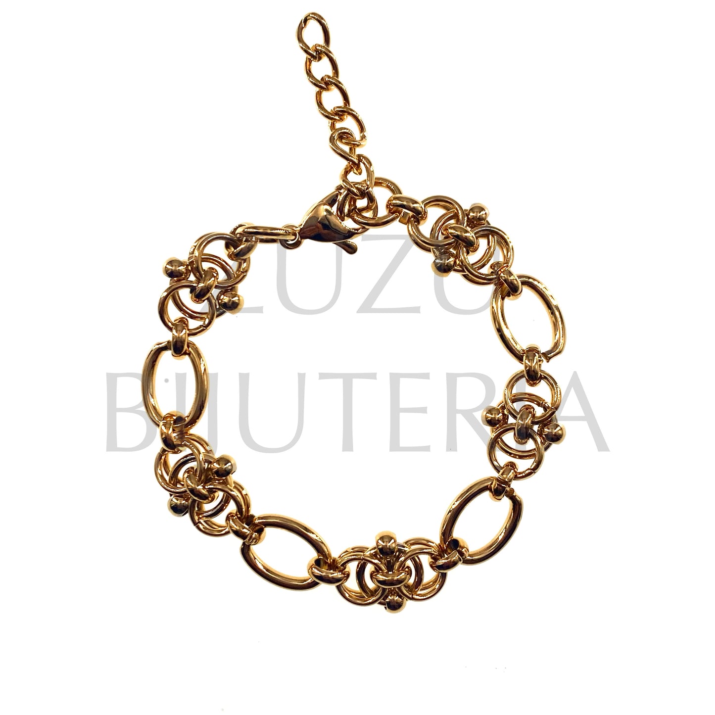 Gold Chain Bracelet 10mm (17cm + 4cm) - Stainless Steel