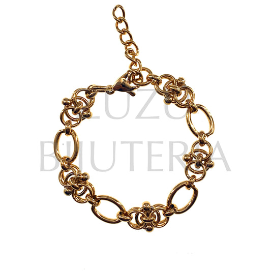 Pulseira Corrente Dourado 10mm (17cm + 4cm) - Aço Inox