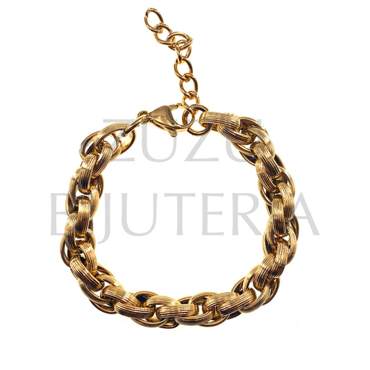 Pulseira Corrente Malha Dourado 8.5mm (17cm + 4cm) - Aço Inox