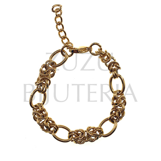 Pulseira Corrente Dourado 10mm (17cm + 4cm) - Aço Inox