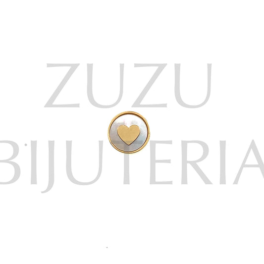 Pendant/Intertwined with Heart and Mother of Pearl 9.5mm (2mm Hole) - Stainless Steel