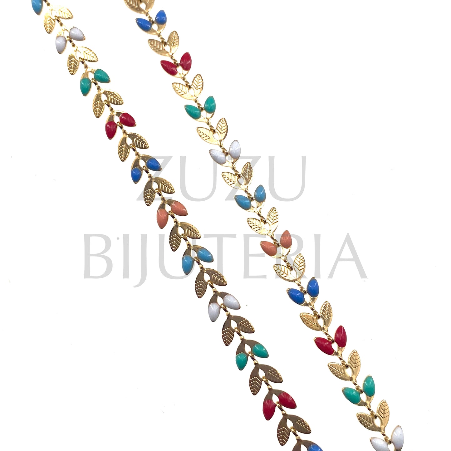 Gold Leaf Chain 6mm Mixed Color - Stainless Steel