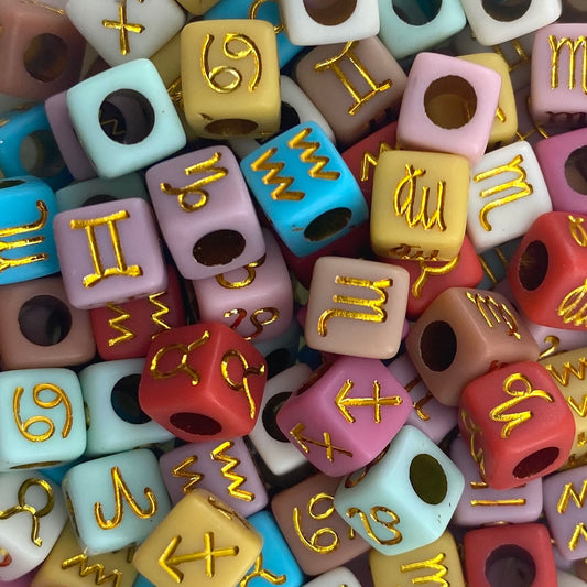Alphabet Beads, Cube Opaque, 7mm, Black, 100-pc, Letter A