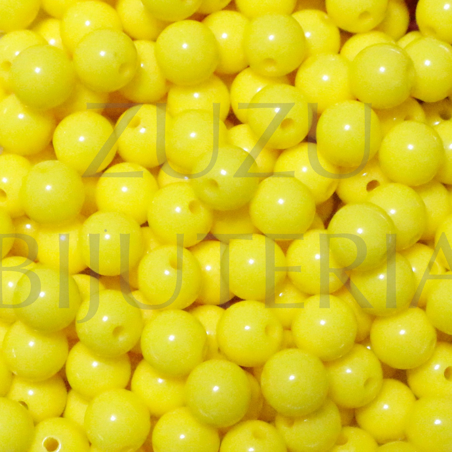 Conta Acrílico 8mm (100 peças) - Amarelo