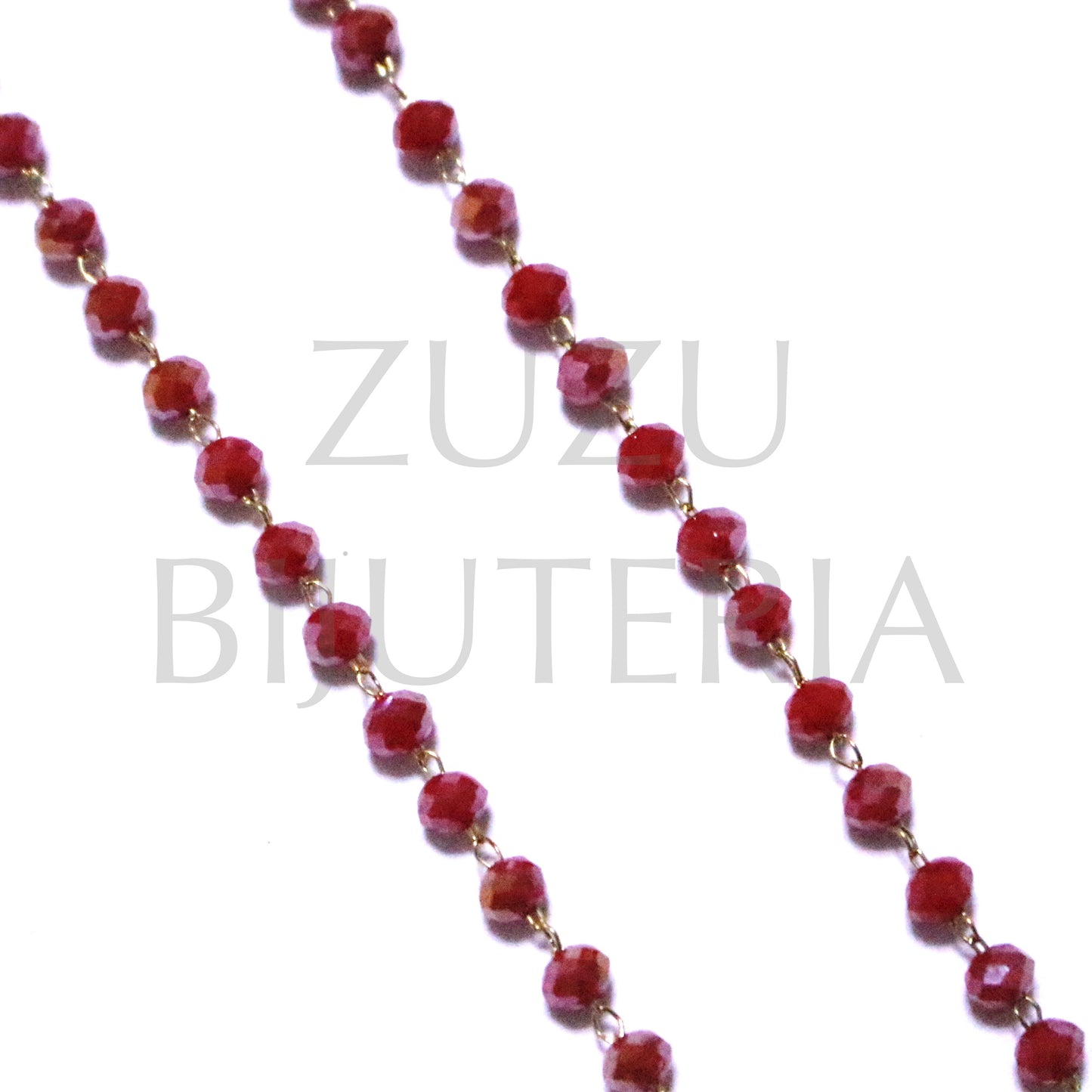 Chain Crystals 3.5mm RED MIRRORED - Golden Stainless Steel