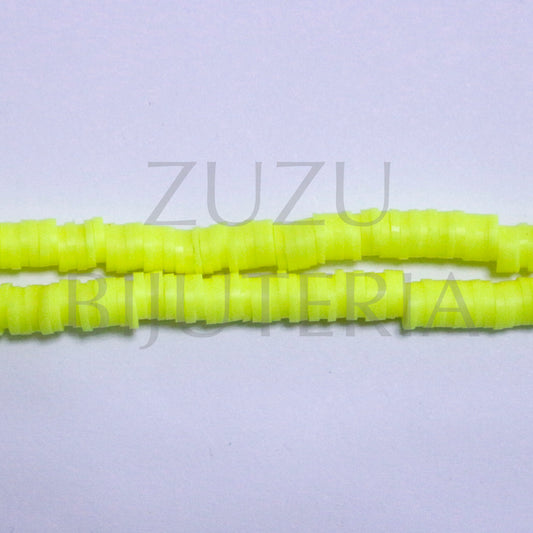 Fiada Discos de Borracha 5mm - Amarelo Neon