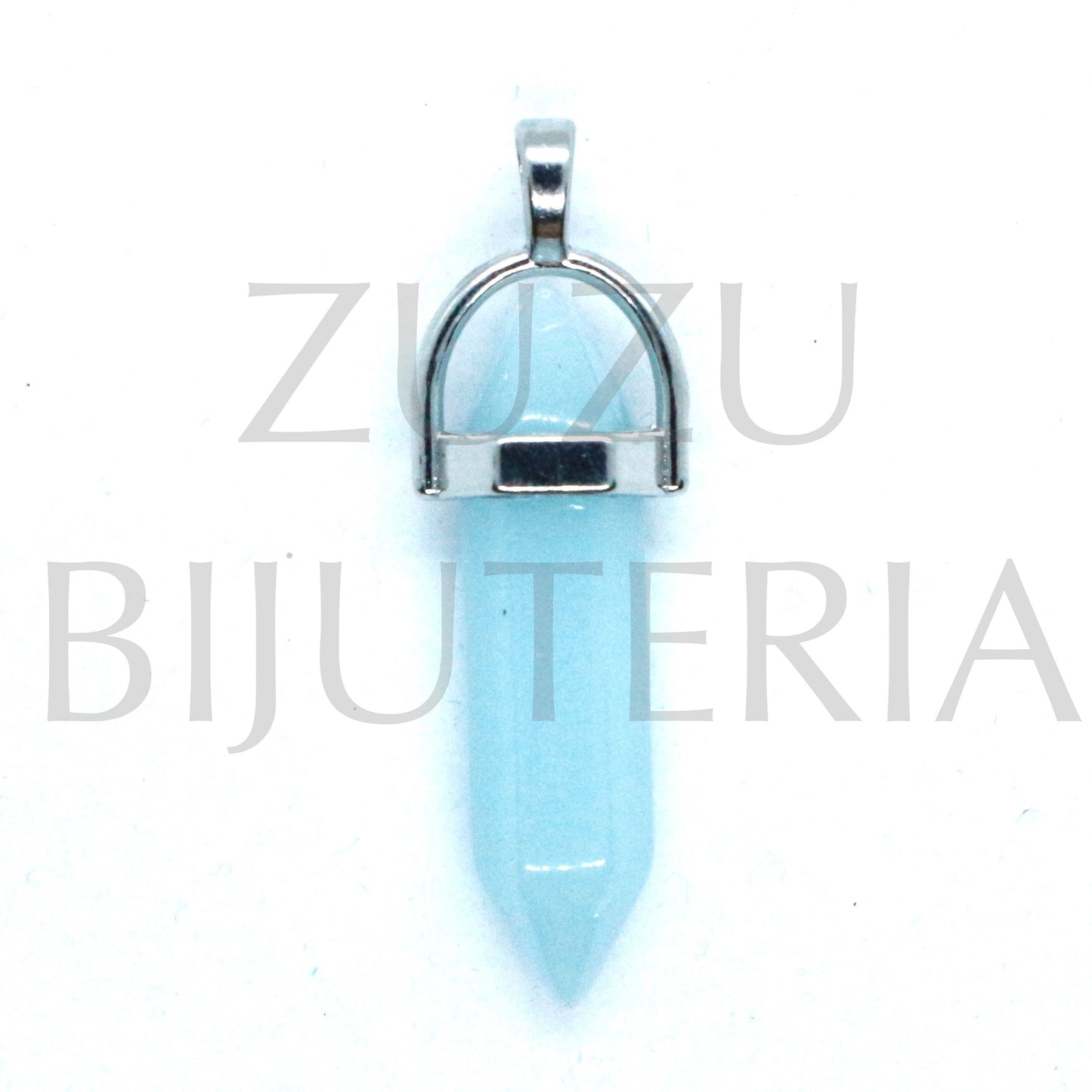 Silver Stone Pendant Fluorescent Colors 41mm x 18mm - Copper