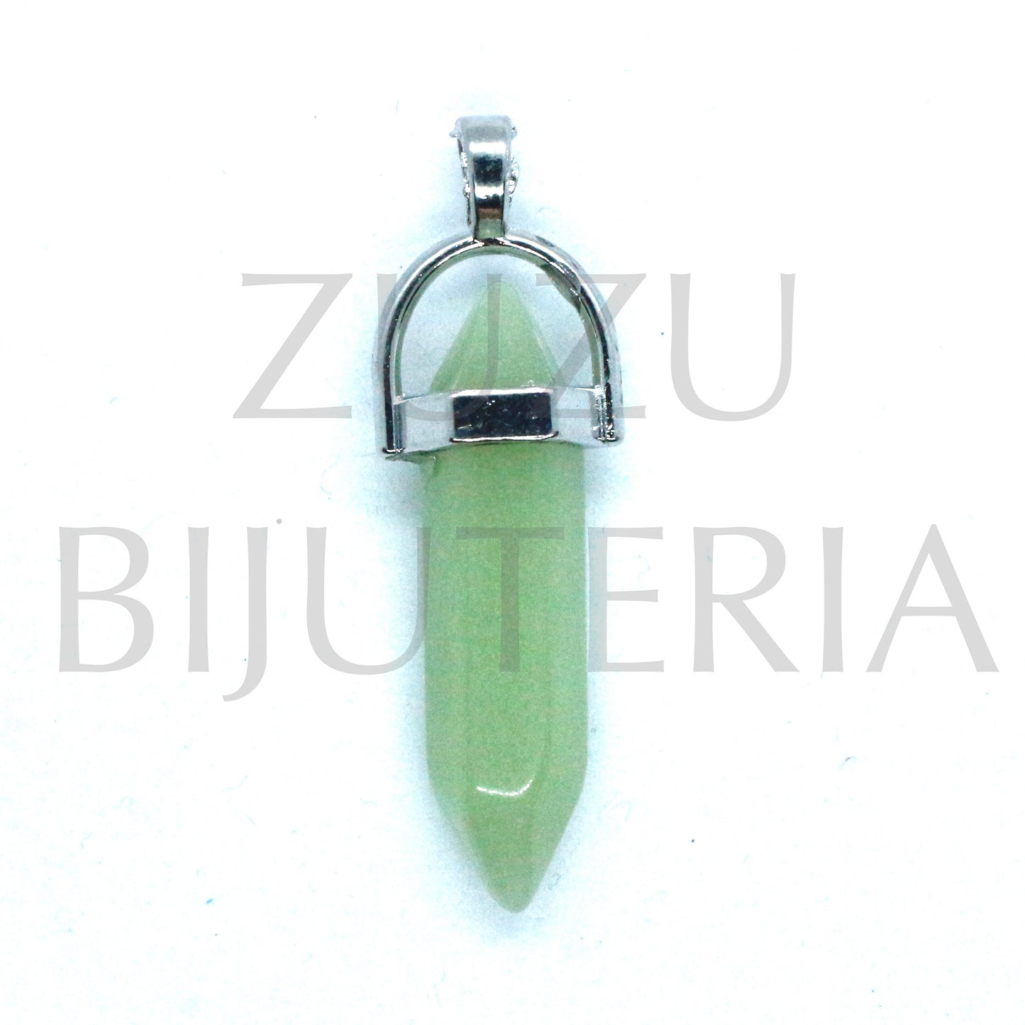 Silver Stone Pendant Fluorescent Colors 41mm x 18mm - Copper