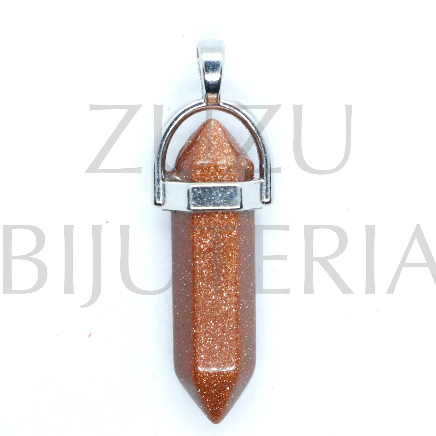 Silver Stone Pendant 41mm x 18mm - Copper