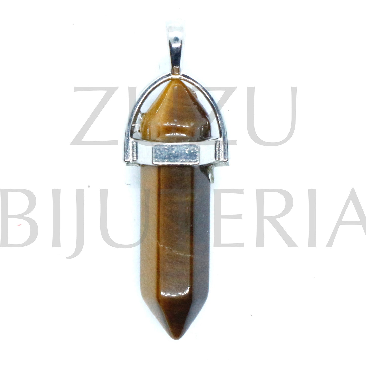 Silver Stone Pendant 41mm x 18mm - Copper