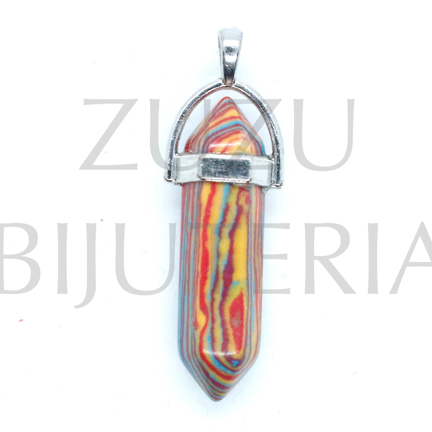 Silver Stone Pendant 41mm x 18mm - Copper