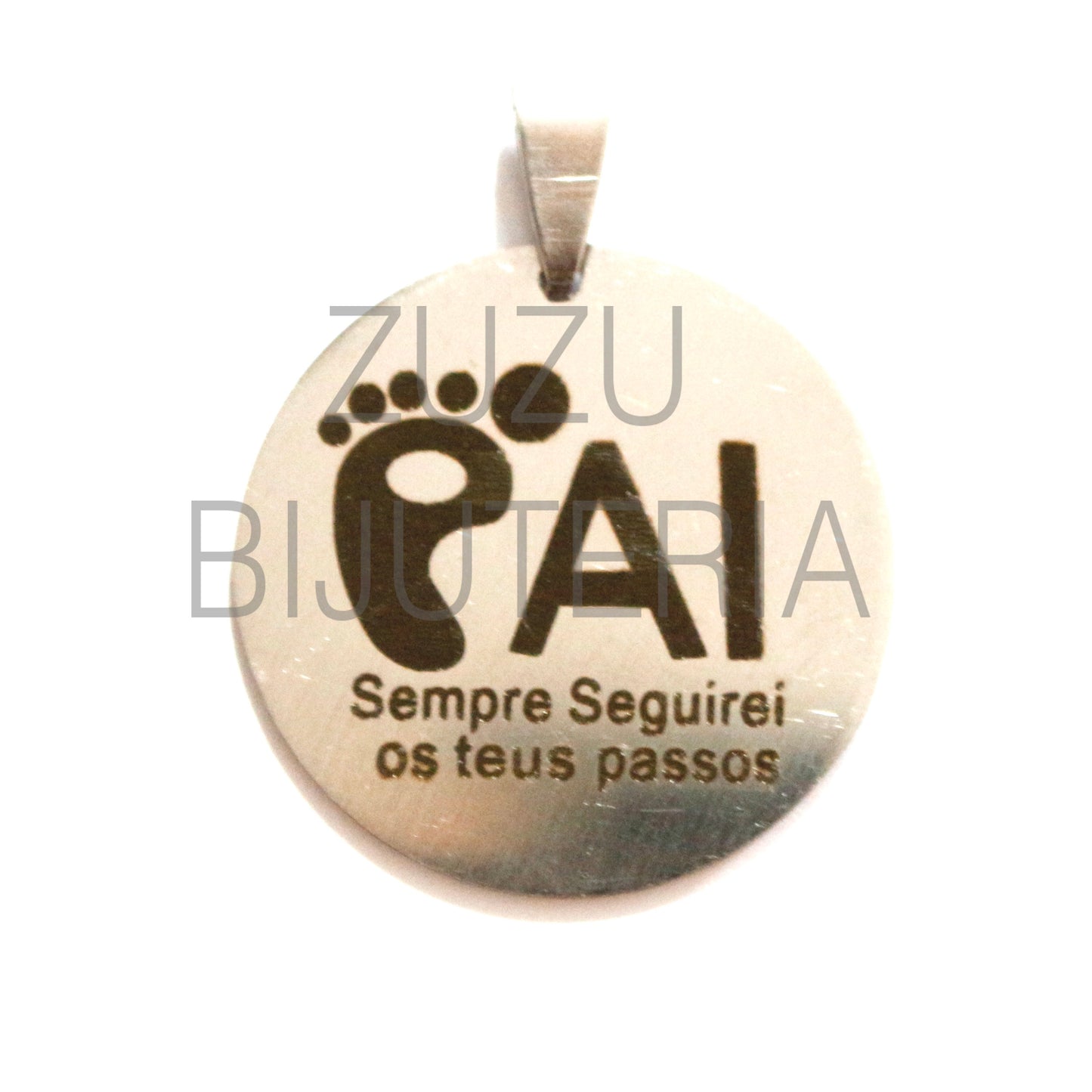 Medalha Pai 25mm Prateado - Aço Inox