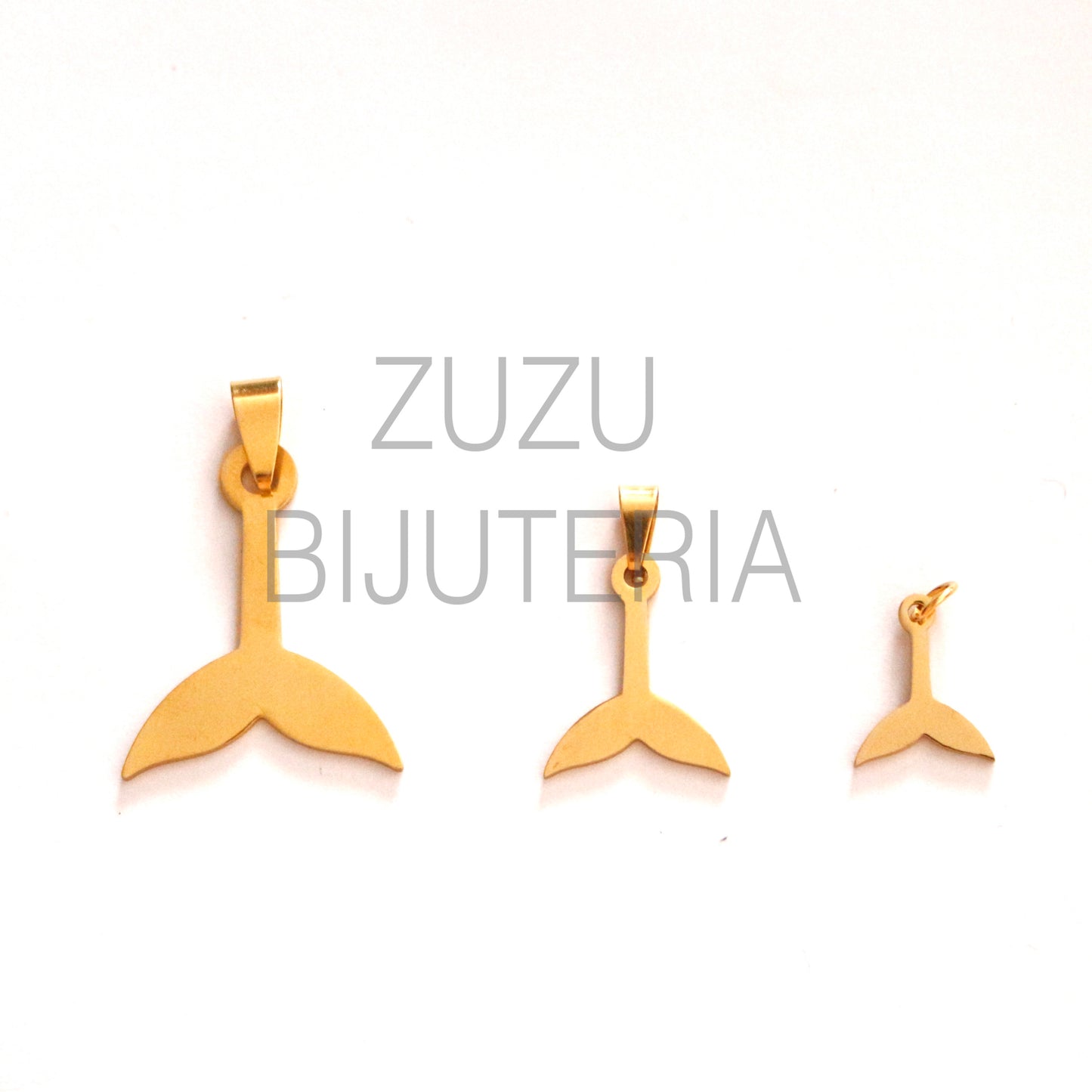 Whale Tail Pendant in Gold - Stainless Steel