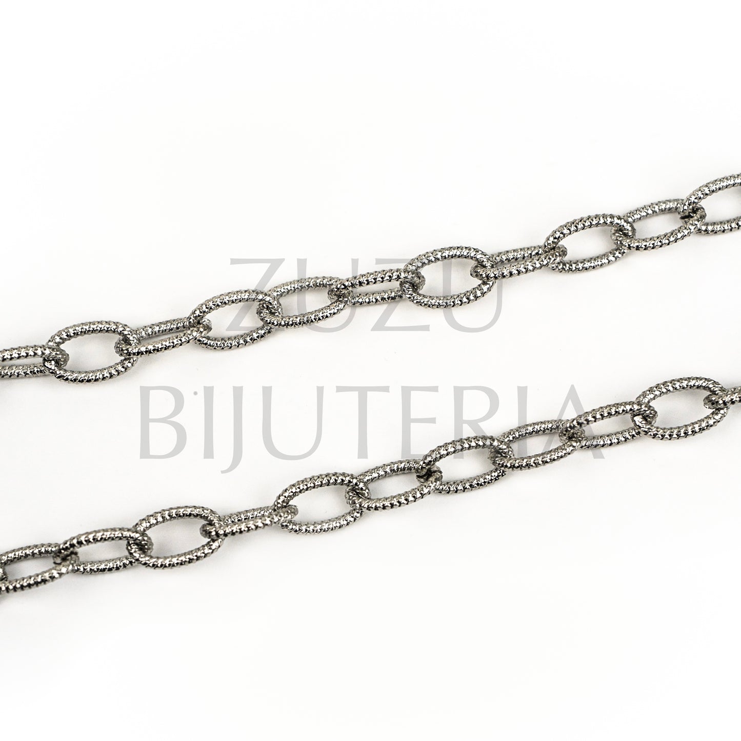 Oval Link Chain with Silver Details 26mm x 9mm - Stainless Steel